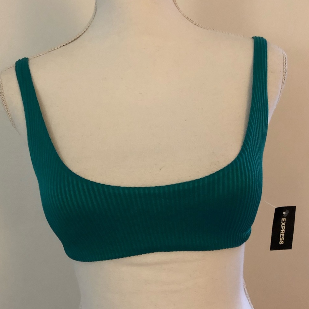 NWT Express Teal Ribbed Bikini Top